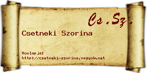 Csetneki Szorina névjegykártya